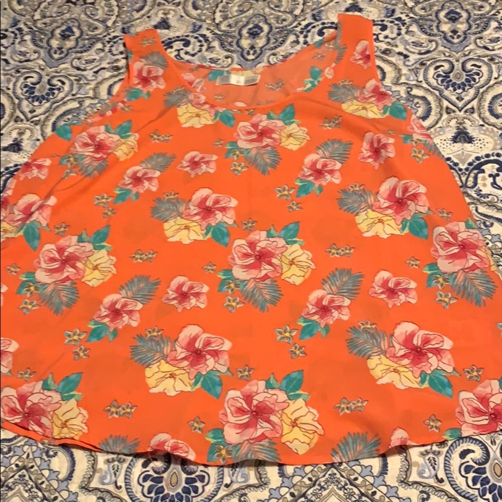 Floral Coral tank top blouse
